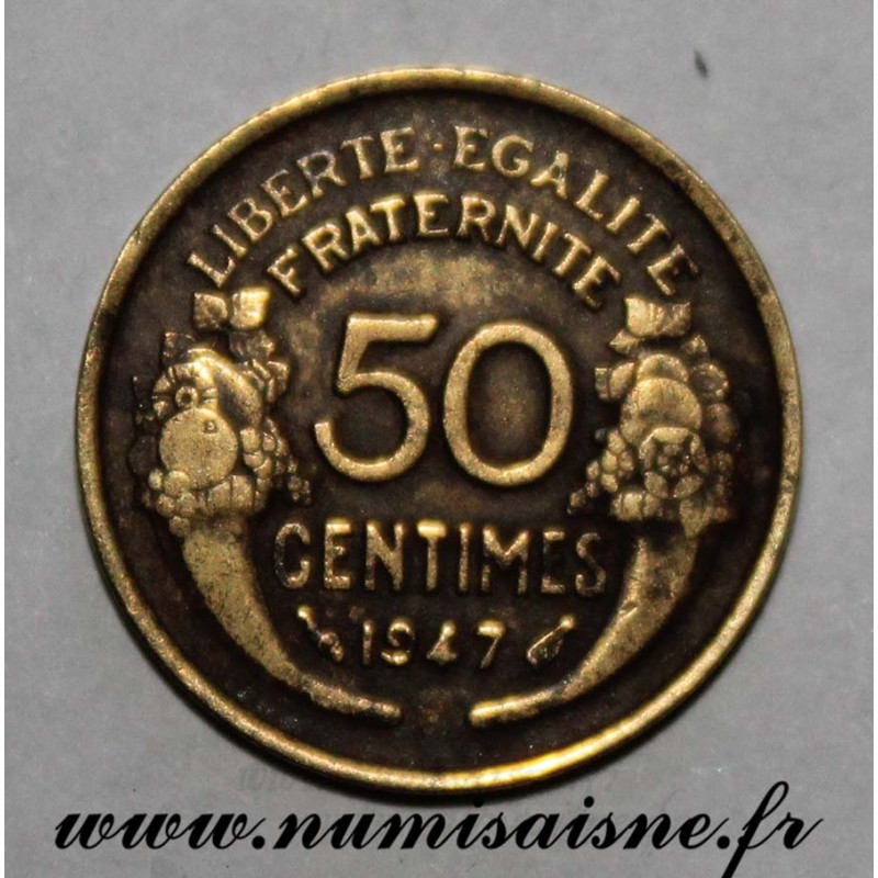 GADOURY 423b 50 CENTIMES 1947 TYPE MORLON BRONZE ALUMINIUM KM 914