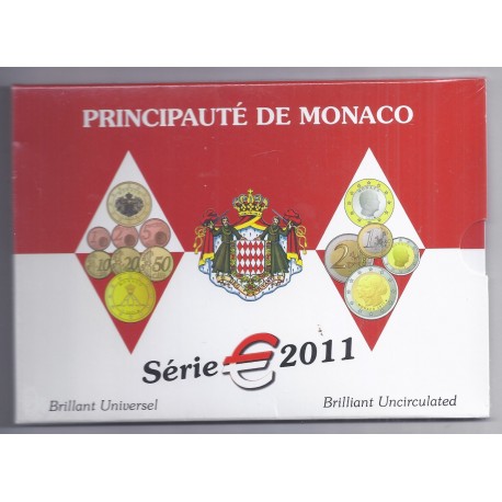 MONACO BRILLIANT UNCIRCULATED EURO COIN SET 2011 9 Coins