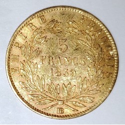 FRANCE - KM 787.2 - 5 FRANCS 1859 BB - Strasbourg - NAPOLEON III - GOLD