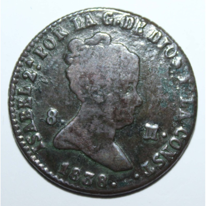 SPANIEN - 8 MARAVEDIS 1838- ISABELLE II