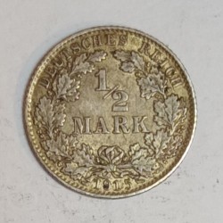 GERMANY - KM 17 - 1/2 MARK 1915 D - Munich - 096572