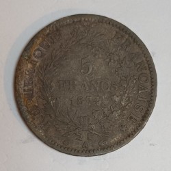 GADOURY 745a - 5 FRANCS 1874 A Paris TYPE HERCULE - KM 820