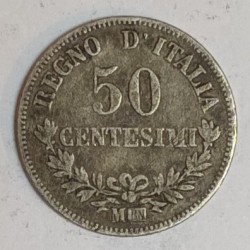 ITALIE - KM 14 - 50 CENTESIMI 1863 M B N - 096377