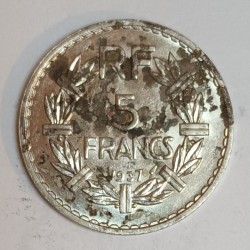 GADOURY 760 - 5 FRANCS 1937 TYPE LAVRILLIER - KM 888 - TACHÉ