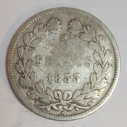 FRANKREICH - KM 749 - 5 FRANCS 1833 W - Lille - TYP LOUIS PHILIPPE 1