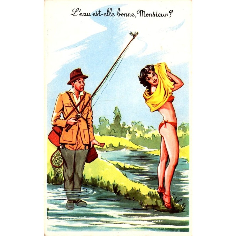 CARTE POSTALE HUMORISTIQUE  - 'L'EAU EST-ELLE BONNE...'