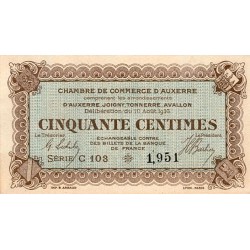 89 - AUXERRE - 50 CENTIMES - 10 AOUT 1916 - CHAMBRE DE COMMERCE