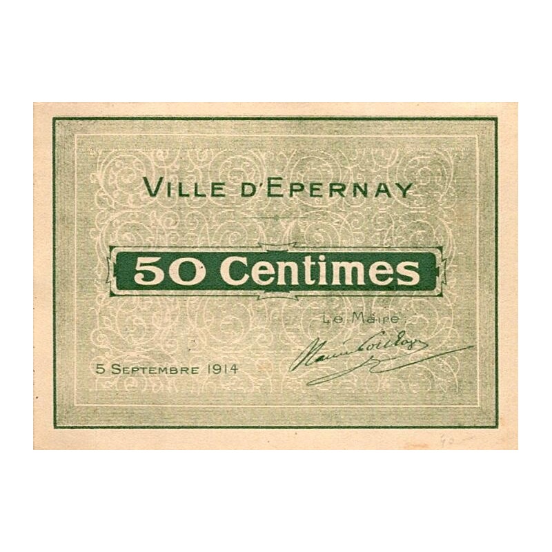 51 - EPERNAY - BON DE MONNAIE - 50 CENTIMES - 5 SEPTEMBRE  1914