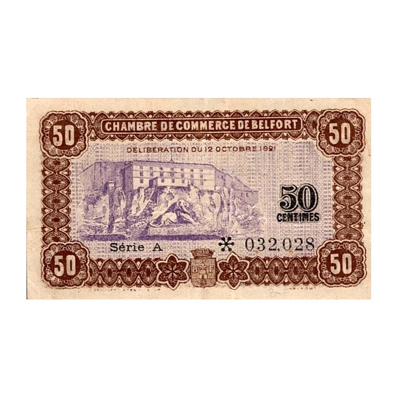 COUNTY 90 - BELFORT - CHAMBER OF COMMERCE - 50 CENTIMES - 12/10/1921