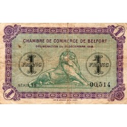 90 - BELFORT - CHAMBRE DE COMMERCE - 1 FRANC - 21/12/1918