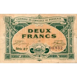 33 - BORDEAUX - CHAMBRE DE COMMERCE - 2 FRANCS 1917