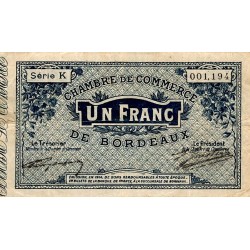 33 - BORDEAUX - CHAMBRE DE COMMERCE - 1 FRANC 1914