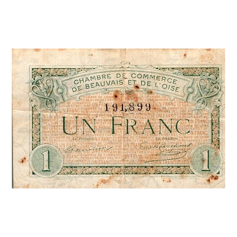 60 - BEAUVAIS - 1 FRANC 1920 - CHAMBRE DE COMMERCE