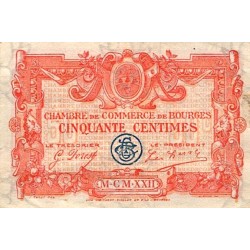 18 - BOURGES - CHAMBRE DE COMMERCE - 50 CENTIMES - 31/12/1927