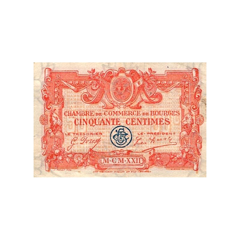 18 - BOURGES - CHAMBRE DE COMMERCE - 50 CENTIMES - 31/12/1927