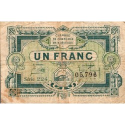 33 - BORDEAUX - CHAMBRE DE COMMERCE - 1 FRANC 1920