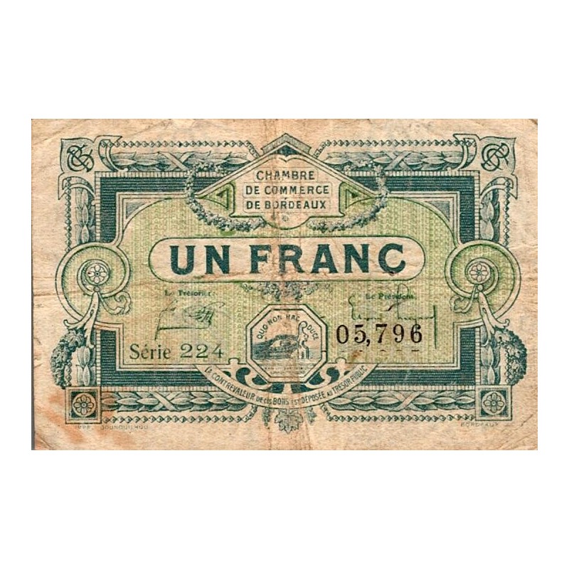 33 - BORDEAUX - CHAMBRE DE COMMERCE - 1 FRANC 1920