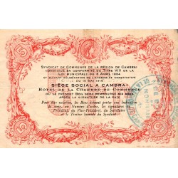 COUNTY 59 - CAMBRAI REGION - COIN BOND - FIVE FRANCS - 1916