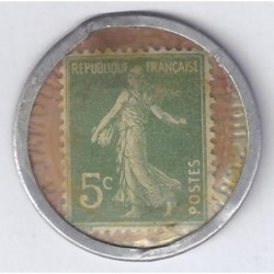 CREDIT LYONNAIS - 5 CENTIMES SEMEUSE 1920 - VERT / ROUGE - TRES BEAU +