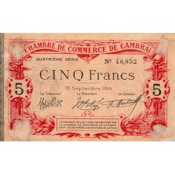 59 - CAMBRAI - CHAMBRE DE COMMERCE - 5 FRANCS - 15/09/1914