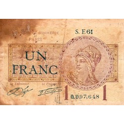 75 - PARIS - 1 FRANC - 10/03/1920 - HANDELSKAMMER