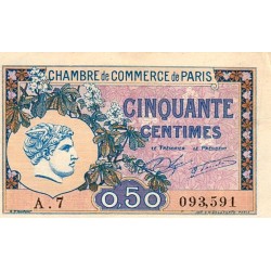 75 - PARIS - 50 CENTIMES - 10/03/1920 - CHAMBRE DE COMMERCE DE PARIS