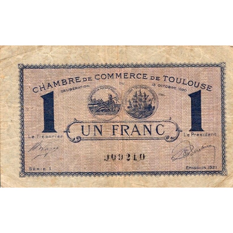 31 - TOULOUSE - CHAMBER OF COMMERCE - 1 FRANC - 13/10/1920