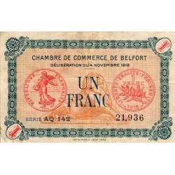 COUNTY 90 - BELFORT - CHAMBER OF COMMERCE - 1 FRANC - 04/11/1918