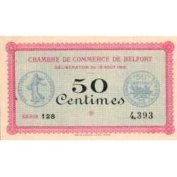 90 - BELFORT - CHAMBRE DE COMMERCE - 50 CENTIMES - 18/08/1915