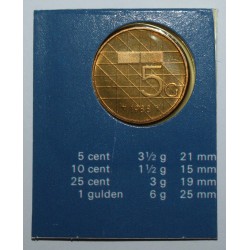 NETHERLANDS - KM 210 - 5 GULDEN 1988