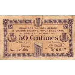 71 - CHALONS-SUR-SAONE - AUTUN - LOUHANS - CHAMBER OF COMMERCE - 50 CENTIMES - 07/12/1920