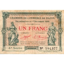 21 - DIJON - CHAMBRE DE COMMERCE - 1 FRANC - 01/12/1919