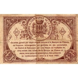 23 - CREUSE - CHAMBRE DE COMMERCE - 2 FRANCS - 26 ET 19/11/1915