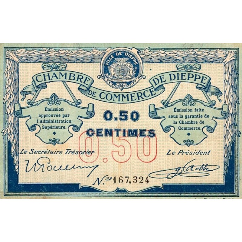 COUNTY 76 - DIEPPE - CHAMBER OF COMMERCE - 50 CENTIMES