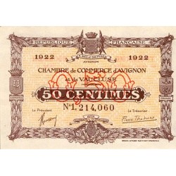 84 - AVIGNON - CHAMBRE DU COMMERCE - 50 CENTIMES - 1922