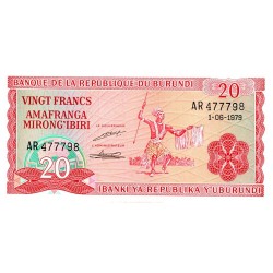 BURUNDI - PICK 27 a - 20 FRANCS - 01/06/1979