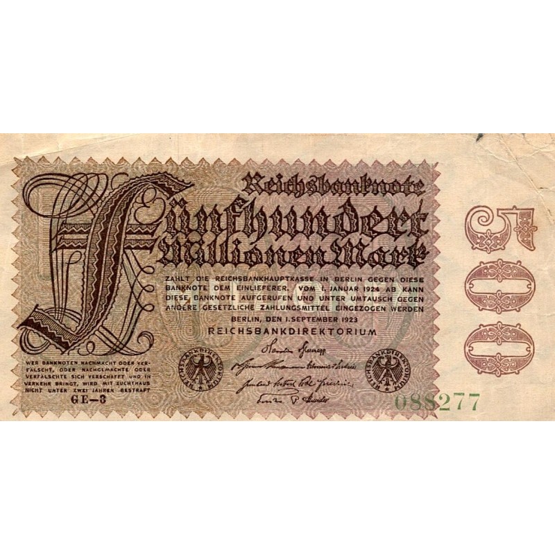 GERMANY - PICK 110 d - 500.000.000 MARK - 01/09/1923