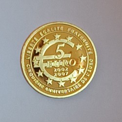 FRANKREICH - KM 1525 - 5 EURO 2007 - GOLD - LA SEMEUSE - EINFÜHRUNG DES EURO - BESCHÄDIGTE SCHEIDE