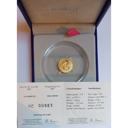 FRANCE - KM 1538 - 5 EURO 2008 - GOLD - LA SEMEUSE - 50 YEARS OF THE 5TH REPUBLIC - DAMAGED SCABBARD