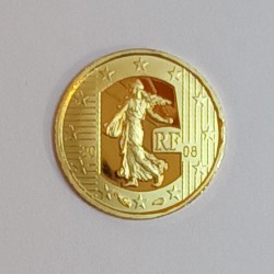 FRANKREICH - KM 1538 - 5 EURO 2008 - GOLD - LA SEMEUSE - 50 JAHRE 5. REPUBLIK - BESCHÄDIGTE SCHEIDE