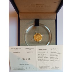 FRANKREICH - KM 1674 - 5 EURO 2010 - GOLD - LA SEMEUSE - 50 JAHRE NEUER FRANKEN - BESCHÄDIGTE SCHEIDE