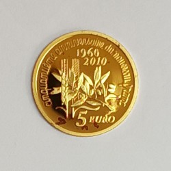 FRANKREICH - KM 1674 - 5 EURO 2010 - GOLD - LA SEMEUSE - 50 JAHRE NEUER FRANKEN - BESCHÄDIGTE SCHEIDE