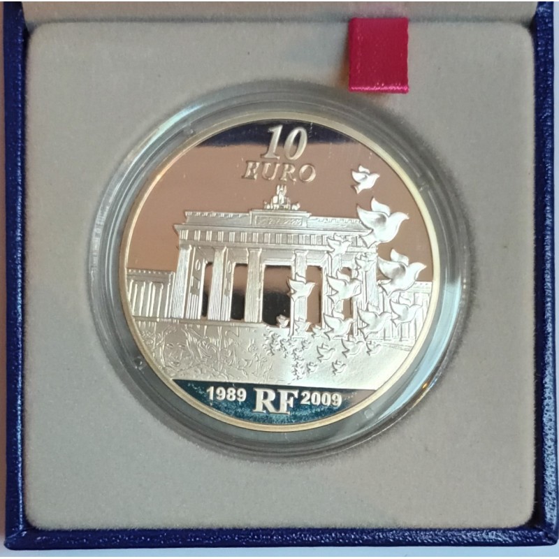 FRANKREICH - KM 1591 - 10 EURO 2009 - EUROPA - 20 JAHRE FALL DER BERLINER MAUER - BESCHÄDIGTE Scheide