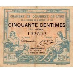 69 - LYON - CHAMBER OF COMMERCE - 50 CENTIMES - 09/09/1915