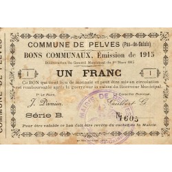 62118 - PELVES - BON COMMUNAUX - 1 FRANC - 01.03.1915