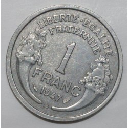 FRANKREICH - KM 885a.2 - 1 FRANC 1947 B - TYP MORLON ALU - Münzprägung auf 14 Uhr verschoben