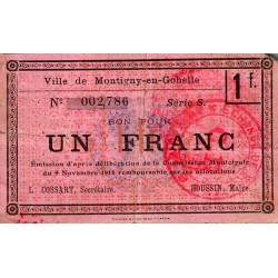 62 - MONTIGNY-EN-GOHELLE - BON POUR - 1 FRANC - 09/11/1914