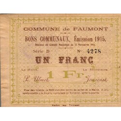 59 - FAUMONT - BON COMMUNAUX - 1 FRANC - 12/11/1914