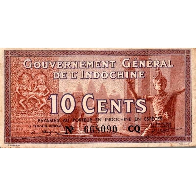 INDOCHINA - PICK 85 d - 10 CENTS - UNDATE (1939)