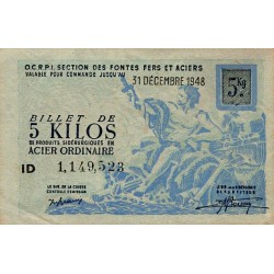 ABSCHNITT GUSSEISEN UND STAHL – 5-KILOS-NOTE VON STAHLPRODUKTEN AUS GEWÖHNLICHEM STAHL – 31.12.1948